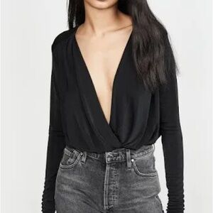 Free People Turnt sheen Plunge Bodysuit